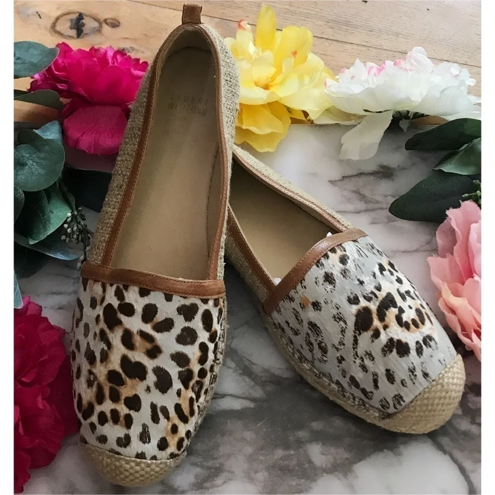 Stuart Weitzman Leopard Animal Print Espadrilles​​​​​​​